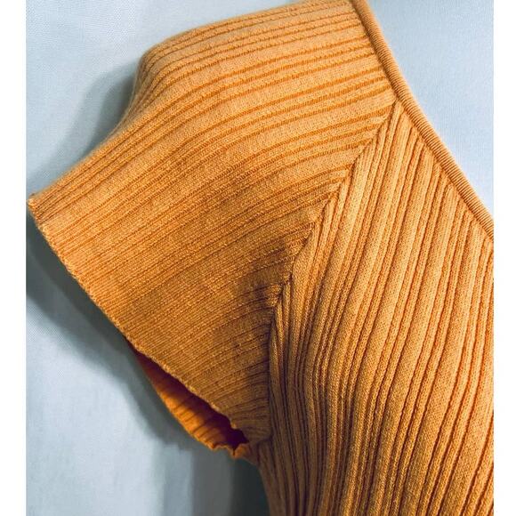 J. Jill Orange Ribbed Ruffle Edge Tee Top Blouse Large - Picture 5 of 16